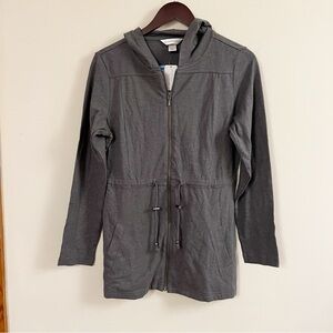 Christopher & Banks Gray Long Length Lightweight Tie Waist Hoodie Size Small NEW